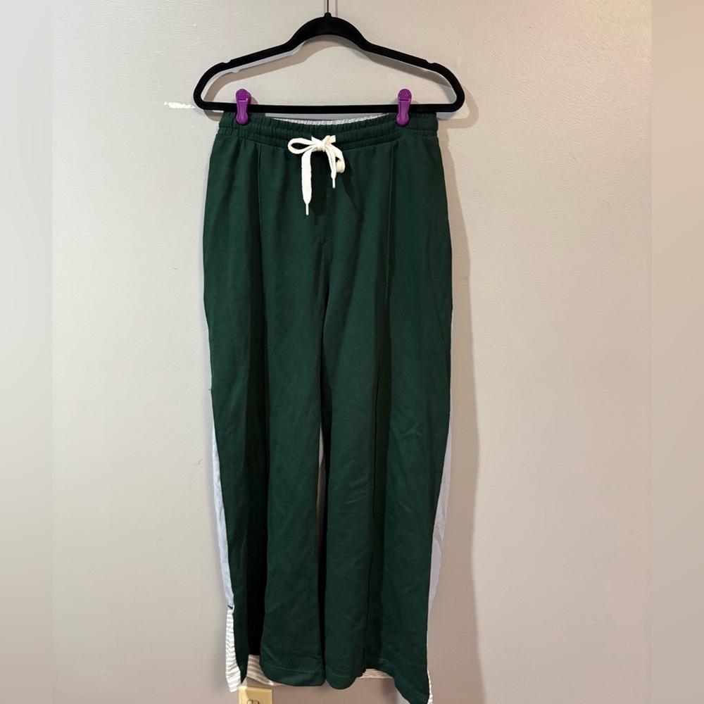 Zara Dark Green Joggers with White Accents